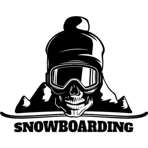 17.8M*13.9CM Snowboard Skull Mountain Extreme Sport Fashion Car Styling Decor Vinyl Car Sticker