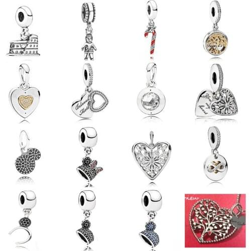 2019 NEW 100% 925 Sterling Silver Family Tree Crystal Valentines Day Pendant Charm Beads collocation DIY Bracelet Wholesale