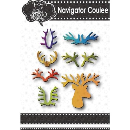 2021 Christmas Antler Set Paper-cut Deer Metal Craft Mold Making Template DIY Manual Clipping Relief Die Cutting Die New