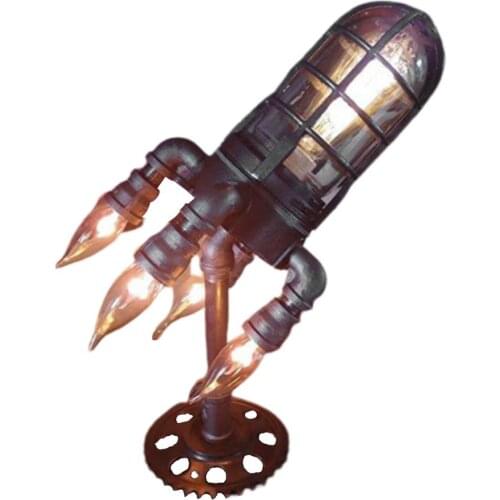 2021 Creative Rocket Ship Lamp Steampunk Industrial Desk Night Lamp Decoractive Bedside Table Light For Bedroom Decor Kids Gifts