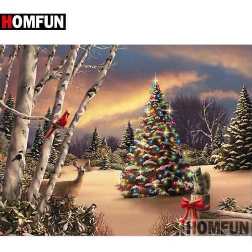HOMFUN Full Square/Round Drill 5D DIY Diamond Painting "Christmas tree" Embroidery Cross Stitch 5D Home Decor Gift A16491