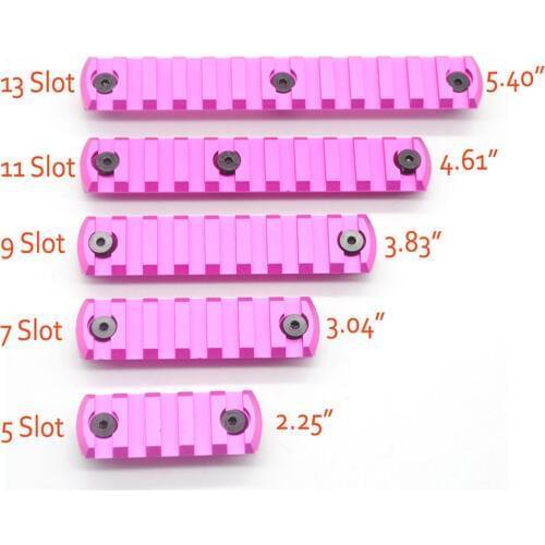 TriRock Aluminum Pink Anodized 5,7,9,11,13 Slots Picatinny/Weaver Rail Sections for Key Mod Handguards System Free Shipping