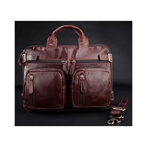 Free Shipping Vintage Leather Mens Briefcase Trendy Shoulder Bag Messenger Bag