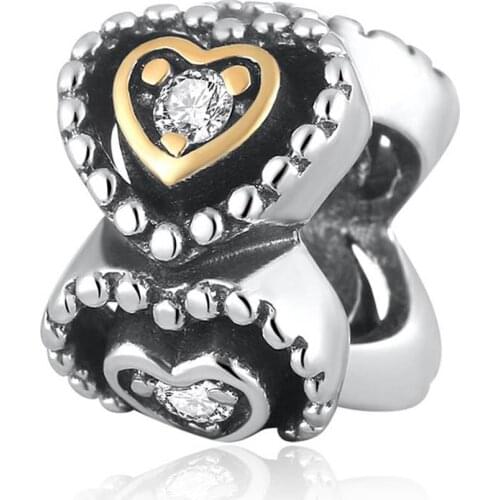 Authentic S925 Silver Celebration Of Love With Crystal Spacer Charm fit Lady Bracelet Bangle For Women DIY Jewelry