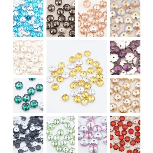 Plum Blossom Single Hole Silver Base Crystal Sew On Rhinestones Flower Sewing Beads For Dress Making Jewelry Decoration 512