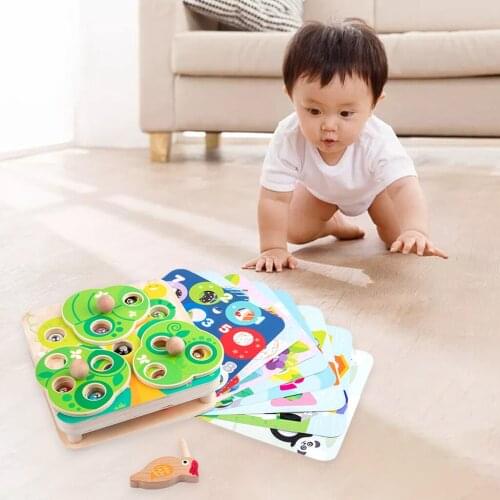 Wooden Bird Catch Worms Games Colourful Magnetic Montessori Playset Early Education Hand-eye Coordination Gift for Kids