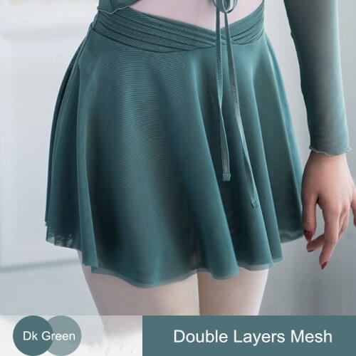 Double layers Mesh Ballet Skirt Dance Wear For Women With V Waist Girls Chiffon Ballet Tutu Adult Classical Dance Costume Kids