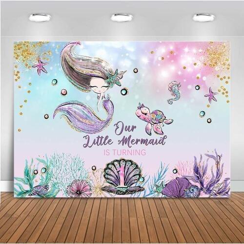 Mocsicka Birthday mermaid photophone backdrops princess fairy tale seabed Scale children backgrounds for photography photocall