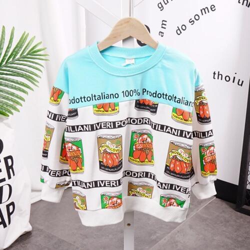 Boys & Girls Cartoon T-shirts Kids cartoon Print Sweater For Boys Children spring and autumn long Sleeve T-shirt Cotton 2-7years