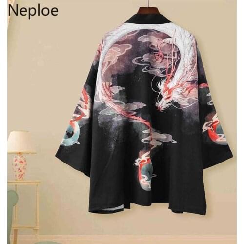 Neploe Japanese Kimono Cardigan Vintage Print Shirts Man Women Harajuku Chimono Coats Blusas Mujer 2020 Loose Casual Tops 39055