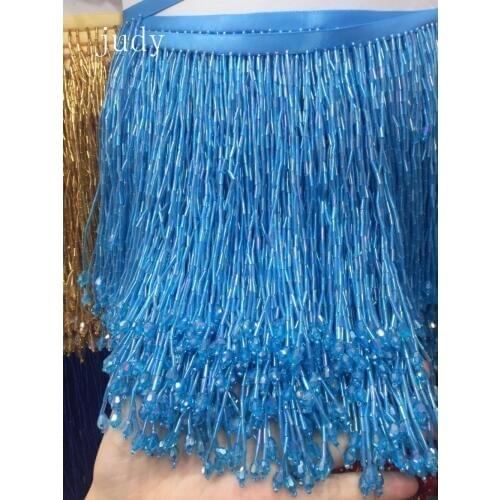 Tassels ym0289# 15cm Lace jewelry blue diamond pendant tassel lace DIY Latin dress dress jewelry fringe trim alibaba express