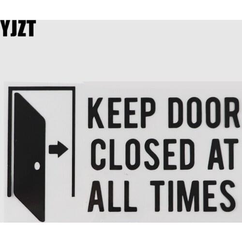 YJZT 19.6CM×12CM Creative Keep Door Closed Decal Vinyl Car Sticker Black/Silver 8A-1176