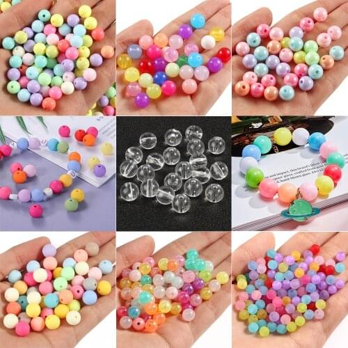 Wholesale Transparent Mixed Color Round Acrylic Beads Loose Spacer Beads for Jewelry Making DIY Children Kids Necklace Bracelets