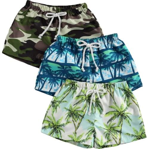 Citgeett Summer Kids Baby Boys Shorts Camouflage Palm Tree Printing Elastic Lace Up Waist Bottoms Trousers Clothes