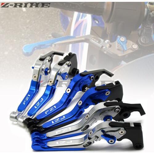 Logo FZ1 Blue Adjustable Motorcycle Brake Clutch Levers for Yamaha FZ1 FZ 1 FAZER 2006 2007 2008 2009 2010 2011 2012 2013-2015