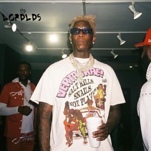 LORDLDS Men White Printed Tshirts Summer Hip Hop Punk Clothes Short Sleeve Oneck Cotton Tops Graphic Tees Men Streetwear