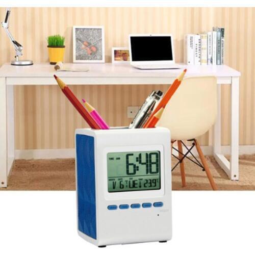 Multifunctional electronic pen holder with time alarm clock music