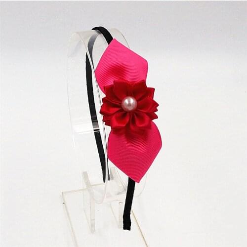 Fashion Cute Ribbon Bowkont Headband Girls Hairbands Kids Beautiful Pearl Flowers Headbands Hair band Hair Accessories For Girl