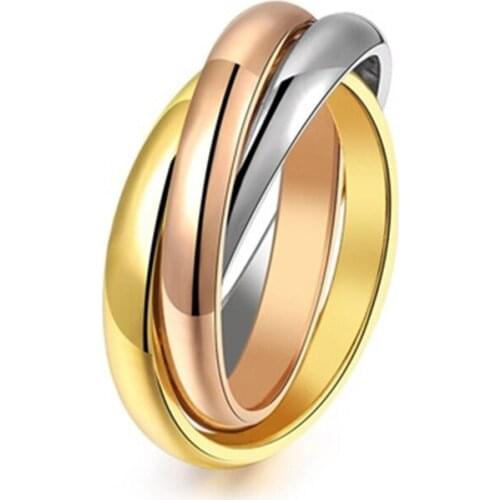 Fashion Interlocked Circle Women Men Ring Gift Jewelry Classic Love Wedding Stainless Steel Couple Ring