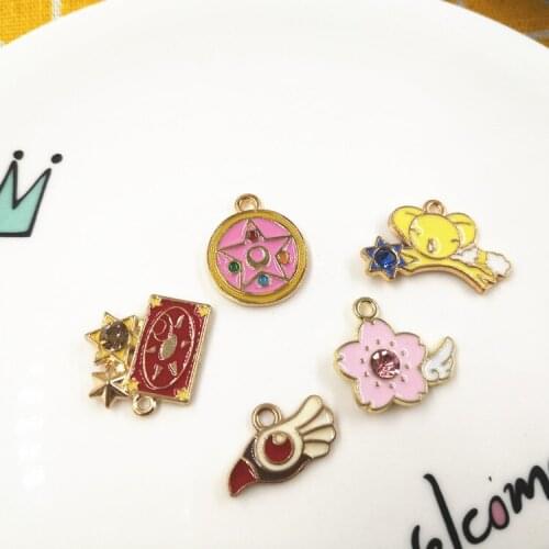 Cartoon Anime Card Captor Sakura Choker Necklaces Cardcaptor Sakura Clow Charm Pendant KINOMOTO Sealing Wand Statement Necklace