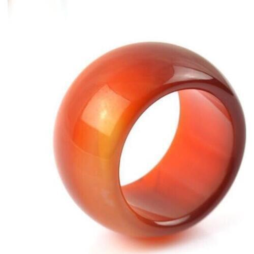20mm Wide Woman Mans Natural Real Stone Gem Thump Ring Red Green Lucky Large Rings 20mm Inner Diameter Fashion Jewelry