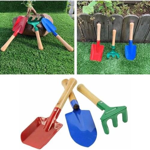Kid Children Mini Garden Tools Set Trowel Rake Shovel Home Garden Beach Toy Junior Garden Tools Sets Kit Trowel Rake Shovel