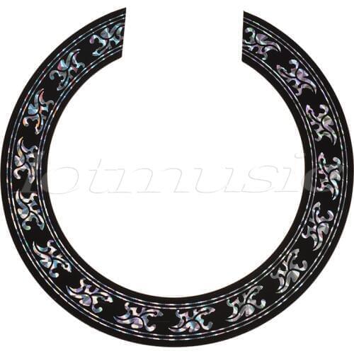 Soundhole Rosette Decal Sticker for Acoustic Classical Guitar Parts Black with Chrome Pattern