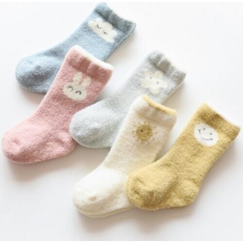 Non-slip Baby Socks Autumn Winter Coral Fleece Socks Warm Toddler Boy Girls Floor Socks Infant Clothing Accessories Thicken