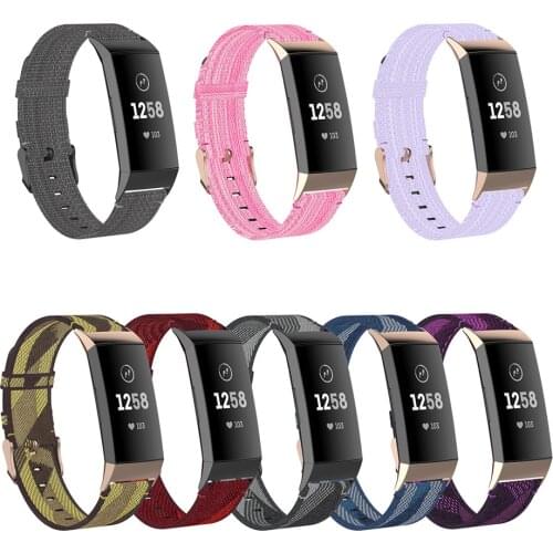 Nylon Denim Watch Strap for Fitbit Charge 4/4SE Replacement Watchband Strap for Fitbit Charge 3/3SE Watch Accessories