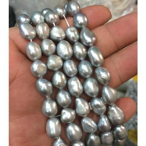 New 100" 7-8 MM SILVER GRAY Freshwater Baroque pearl necklace
