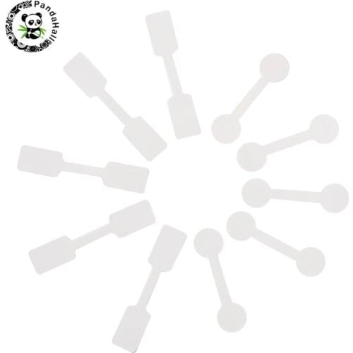 Pandahall 100pcs/Set Sticker Self-adhesive Paper Ring Jewelry Tags for Jewelry Display Supplies White 60x12/50x14x0.3mm