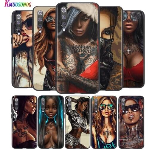 Sexy Glaze Black Girl For Xiaomi Mi 8 9 10 11 10i 11i 10 10Pro 11Pro CC9 A3 9T 10T Lite Pro Se Ultra 5G Black Soft Phone Case