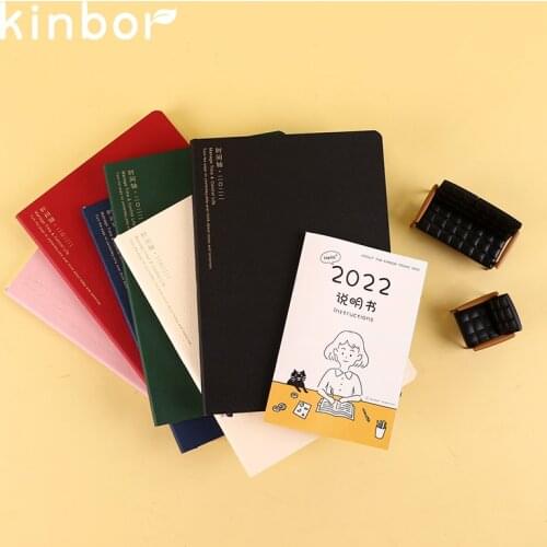 Kinbor A5 2022 Time Plan Planner Timeline Planner Book 112 Sheets Soft PU Leather Pure Color Monthly Weekly Agenda A5 Scheduler