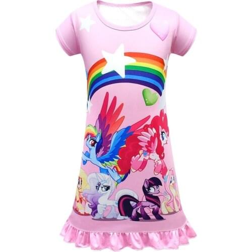 Little Girls Dress Unicorn Baby Pajamas Summer Kids Pony Costume Princess Frocks Toddler Nightdress Homewear Children Vestidos