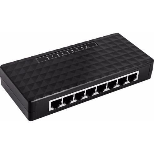 RJ45 8 Ports Portas Gigabit Mini Network Switch 1000Mbps Ethernet Smart Switcher High Performance With EU Power Supply Adapter