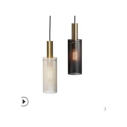 Post-modern single chandelier creative simple restaurant bar metal hollow bedroom bedside living room designer lamps led