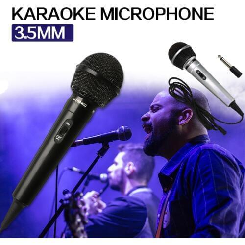 3.5mm + 6.35mm Stage Wired Microphone Karaoke Handheld Megaphone Universal Performance Public Transmitter Recording Portable