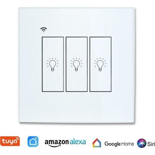 EU Standard 10A/2200W/Gang Smart Light Switch Tuya WiFi Wall Touch Switch Timer Voice Control Works with Google Home Alexa Siri