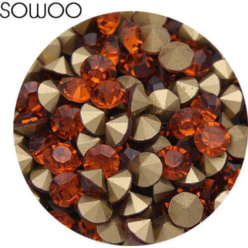 Gold color rhinestone strass 1440pcs/lot all sizes Round crystal Fancy stone Pointed back glass stone For DIY Jewelry Making