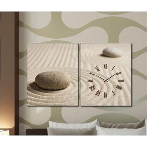 Tabloshop - Sand 2 Piece Canvas Table clock-63 X40cm Wall clock
