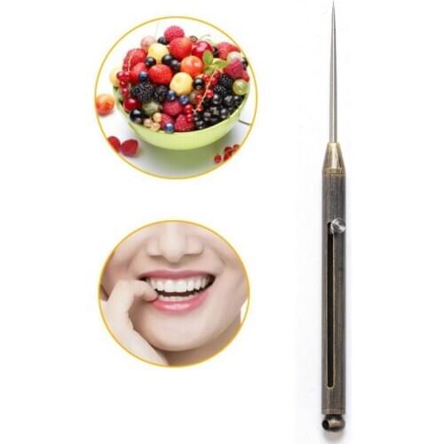 Titanium Alloy Push-pull Spring Toothpick Holder With Toothpick Holder Ultra Light Portable Multi-function Fruit Fork Tools