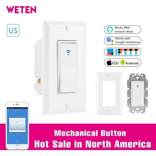 US Smart Wifi Wall Light Switch 10A Mobile APP Remote Control No Hub Required Mechanical P Touch Support Alexa Google Home