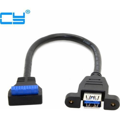USB 3.0 Single Port A Female Screw Mount Type to Straight & Up Angled Motherboard 20pin 20 pin Header Cable 20cm/0.2M
