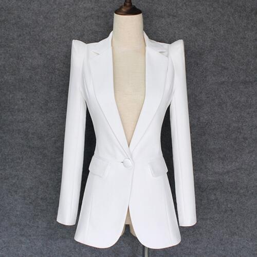 TOP QUALITY 2020 New Stylish Designer Blazer Womens Shrug Shoulder Single Button White Blazer Jacket