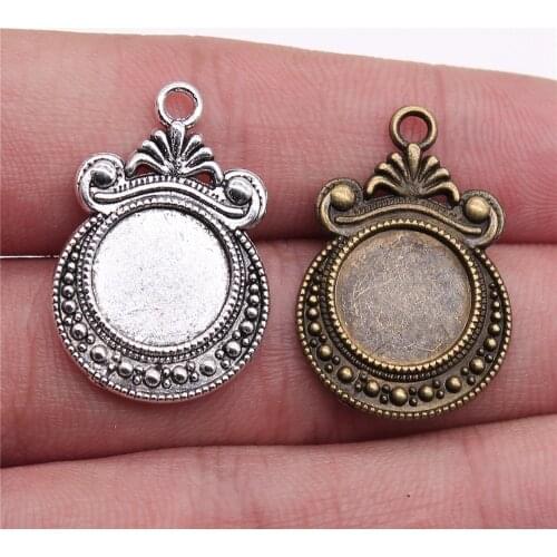 WYSIWYG 10pcs 12mm Inner Size Vintage Antique Bronze Antique Silver Color Zinc Alloy Cameo Cabochon Base Setting