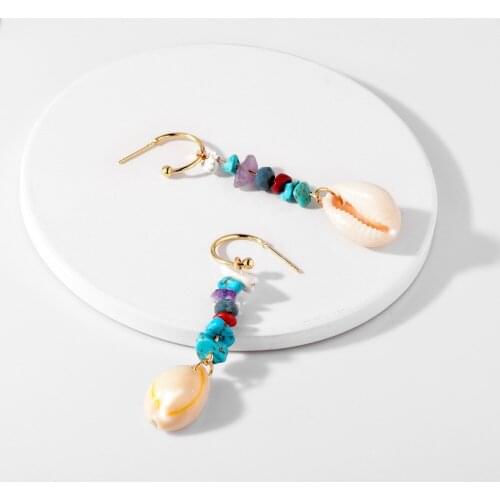 Womens Boutique Jewelry Popular Unique Design Shell Earrings Natural Stone Fashion Earrings Holiday Casual Beach Jewelry