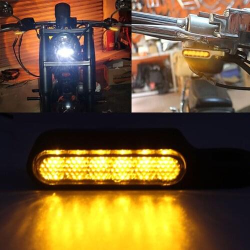 2pcs 12v 6 Led Motorcycle Handlebar Turn Signals Brake Clutch Mount Mini Led Indicator Lights Amber Water and Vibration Proof