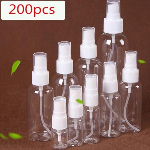 200pcs Bottles 5/10/20/30/60/80/100/120/250ml Refillable Transparent Plastic Perfume Bottle Atomizer Empty Small Spray Bottle