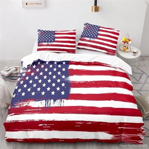 3D Printed American Flag Stars and Stripes Duvet Cover Set Twin Full Queen King Size Bedding Set Home Textile Bedclothes Gift