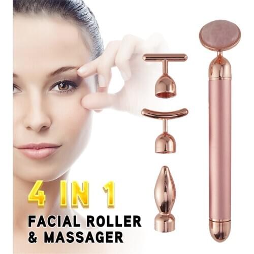 4 in 1 Vibrating Jade Roller Face Massager Electric Massage Machine Face Slimmer Skin Care Lift Guache Scraper Beauty Products